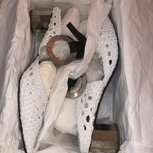 Proenza Woven Grommet Block Heel Mules - Picture 4 of 6